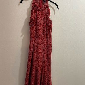 Who what wear red leopard halter dress